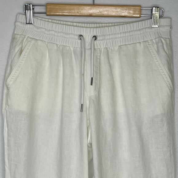 Athleta Bali Linen Jogger Pant Drawstring Pockets Cuffed Hem Size 4 - Picture 3 of 7